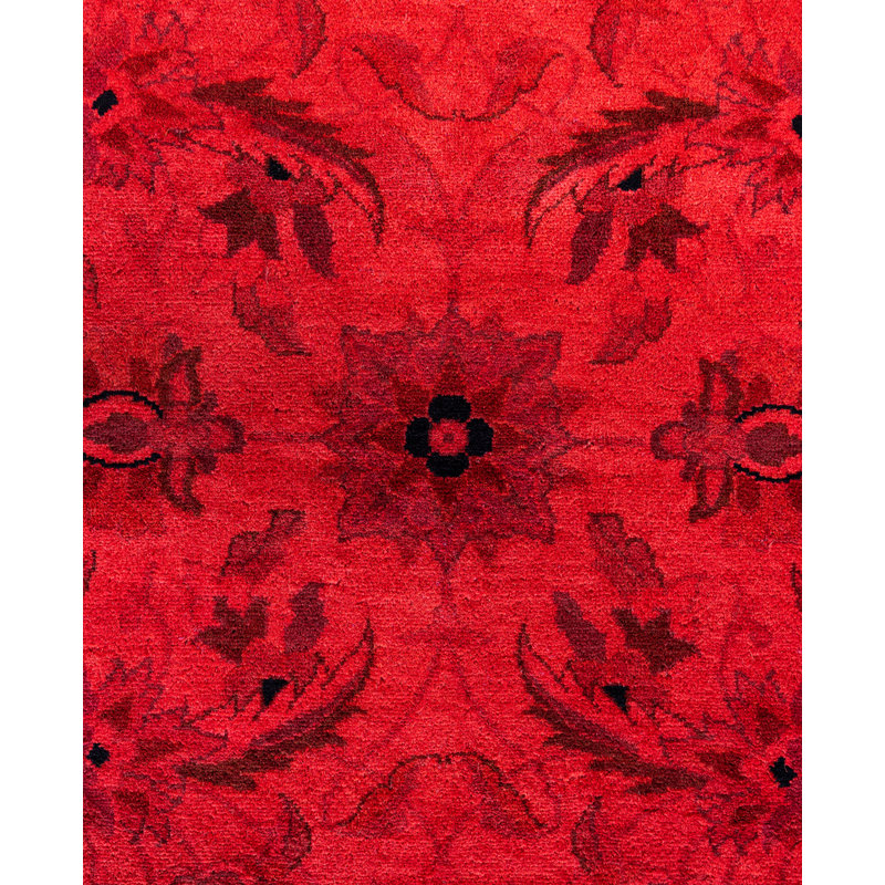 Overdyed Hand-Knotted Wool Modern-Contemporary Red Area Rug 10' 2" x 14' 4"