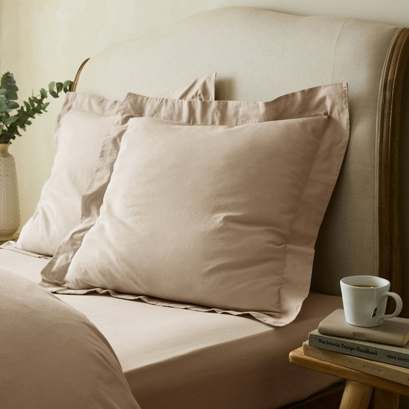 Arber Linen Blend Square Continental Pillowcase Pair, Stone