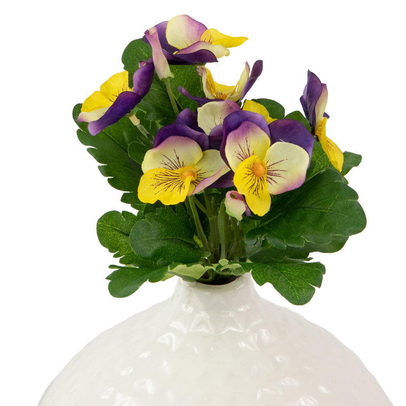 8" Lavender and Yellow Artificial Silk Floral Bouquet