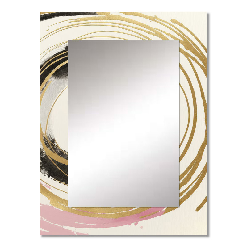 Pink And Gold Minimalist Art I - Minimalism Large Wall Mirror, Modern Unique Mirror, Printed Metal Art, 32" x 24"