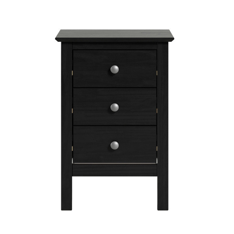  Three Drawer End Table/Nightstand Black, Black