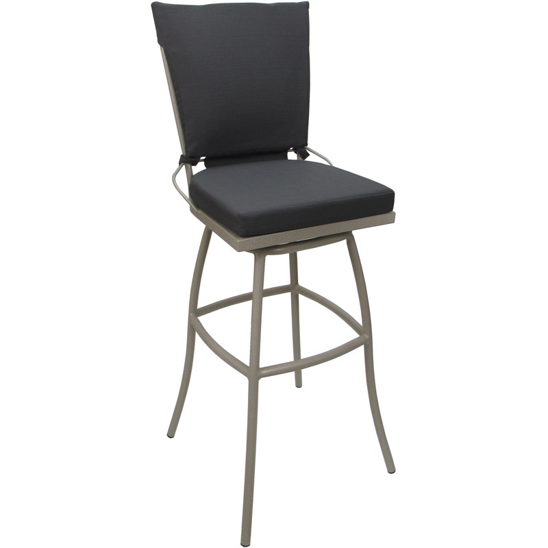 Tabouret d'extérieur en aluminium thermolaqué avec coussin Mastan, Beige, Gris