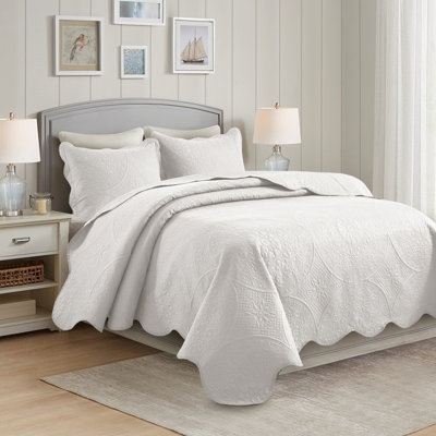 Ensemble de couvre-lit à motif floral en microfibre - Literie matelassée douce, légère et infroissable