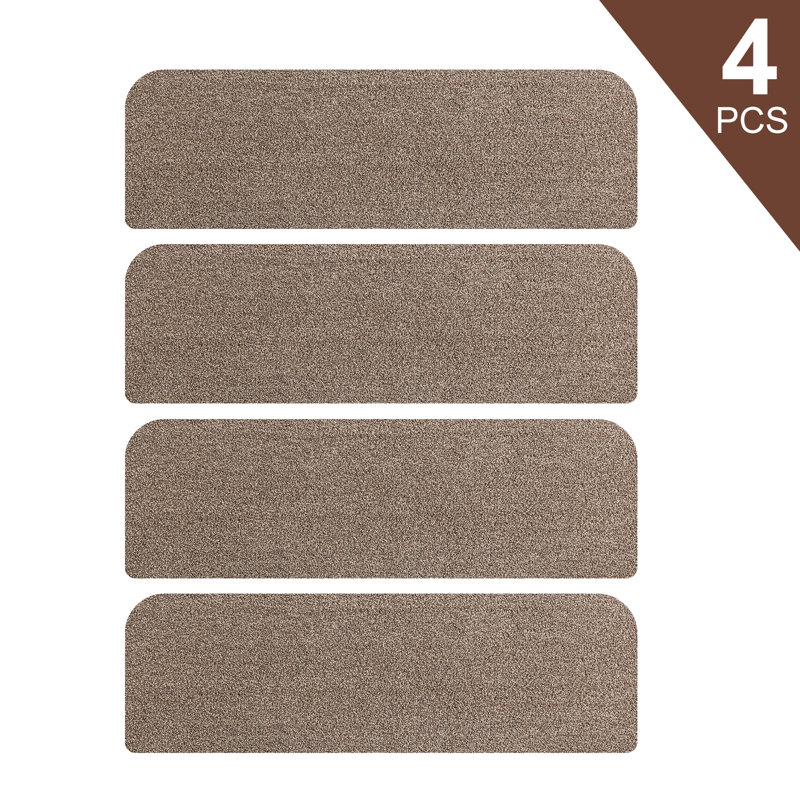 Tapis d'escalier antidérapant Nalesha, Brun, Rectangle 28 po x 9 po, 4