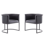 18.9'' H Faux Leather Upholstered Metal Armchair