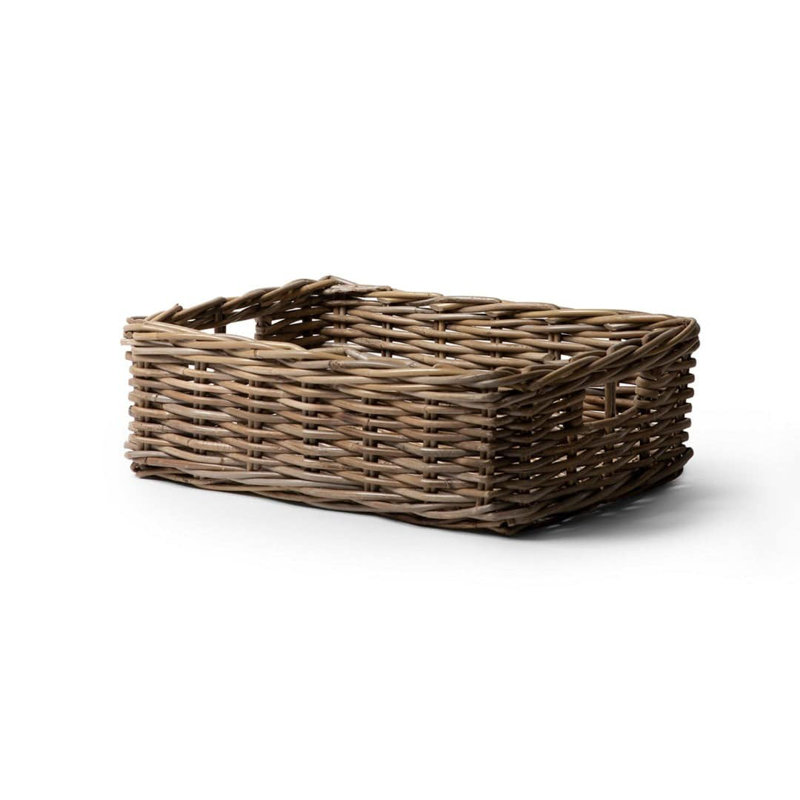 Grand plateau rectangulaire en rotin, H 17 po x l 5,50 po x P 14 po