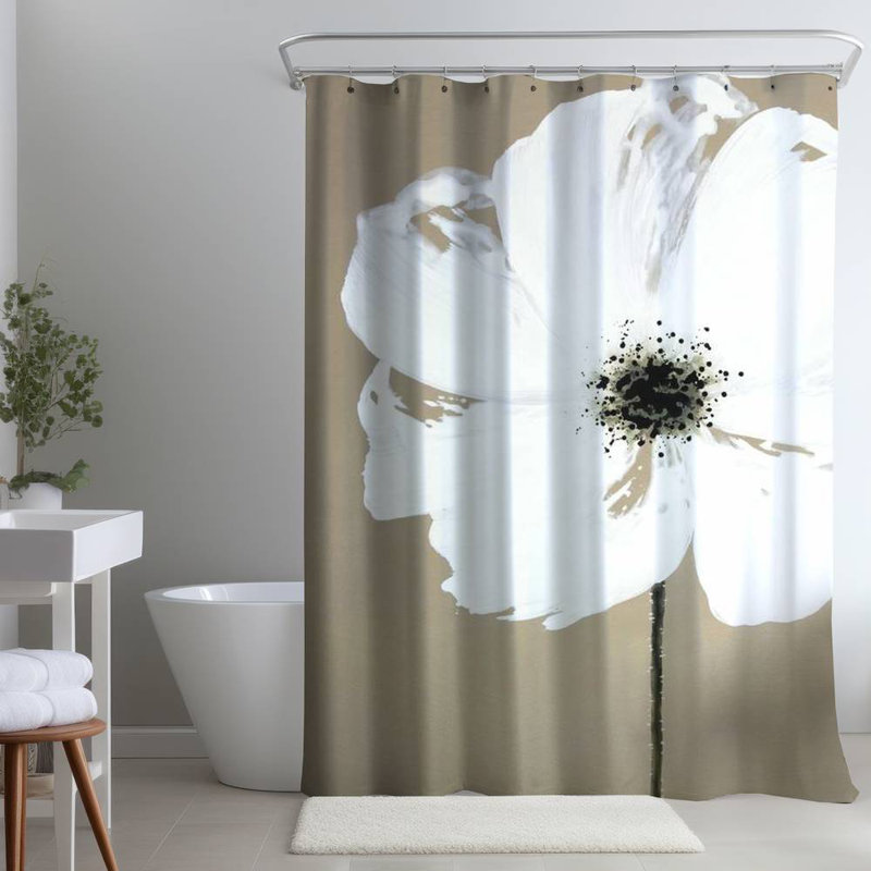 Floral – Polyester Shower Curtain, Dye Sublimation Print, 71" W × 74" L