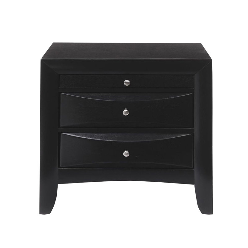 Table de chevet 2 tiroirs et 1 plateau de chambre à coucher de style classique noir avec un design sophistiqué