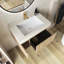 Meuble-lavabo mural pré-assemblé en contreplaqué avec lavabo, tiroir et porte-266529819