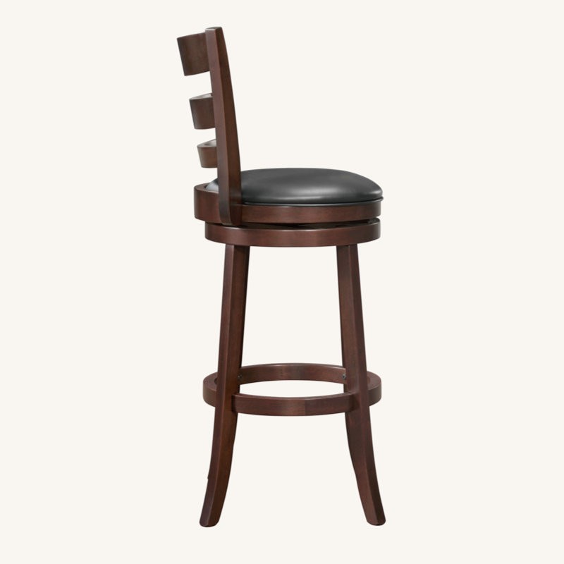 Chaise de salle à manger pivotante à 360 degrés de hauteur cerisier foncé avec repose-pieds en bois massif 1 pièce