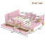 Lit plateforme double avec tiroirs de rangement, structure de lit en bois massif avec garde-corps, petite tablette et crochets, aucun sommier requis, rose-292577996-292577986