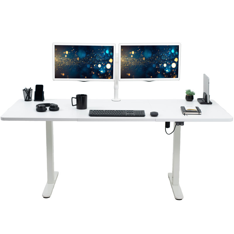 Vivo Electric Stand Up Desk, 70.9" W, White, White