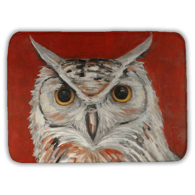 Colorful eagle owl Bath Mat with Non-Slip Backing - Quick Dry Memory Foam Bathroom Rug - Absorbent - Modern Plush Spa-Style - Machine Washable