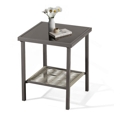 Aurora All-Weather Dark Gray Steel Outdoor Side Table