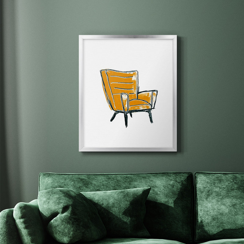 Toile encadrée de qualité supérieure «Take a siège III» - prête à être accrochée, H 24 po x l 20 po, Argent