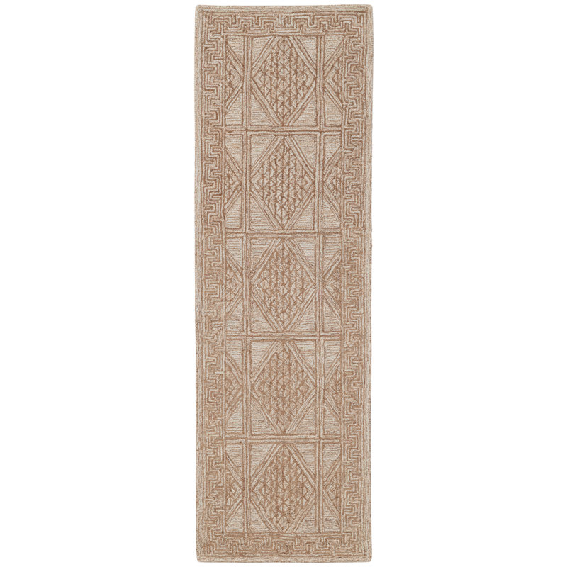 Lyon Hand Tufted Wool Indoor Rug, Beige, 2'6x8'