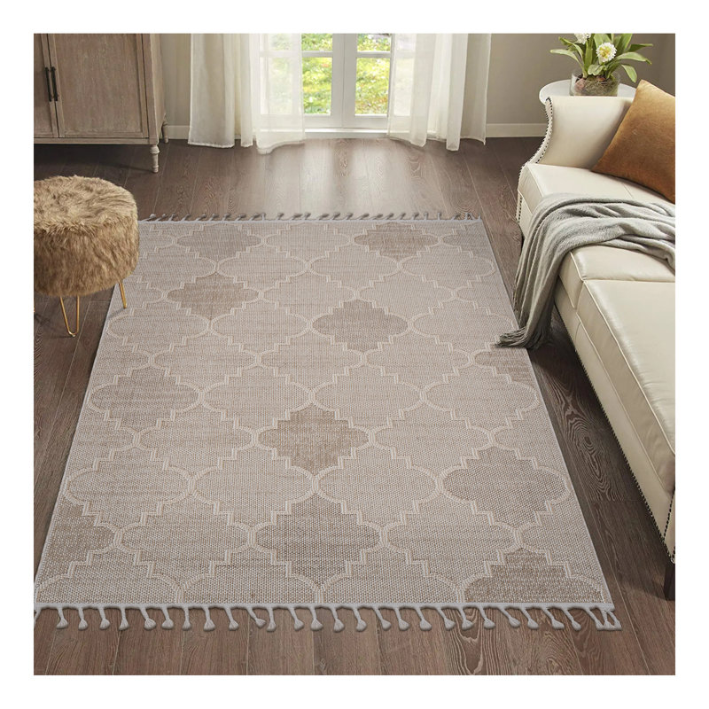 Collection Cream / Trellis Indoor / Outdoor Rug, Rectangle 7'9" x 10'
