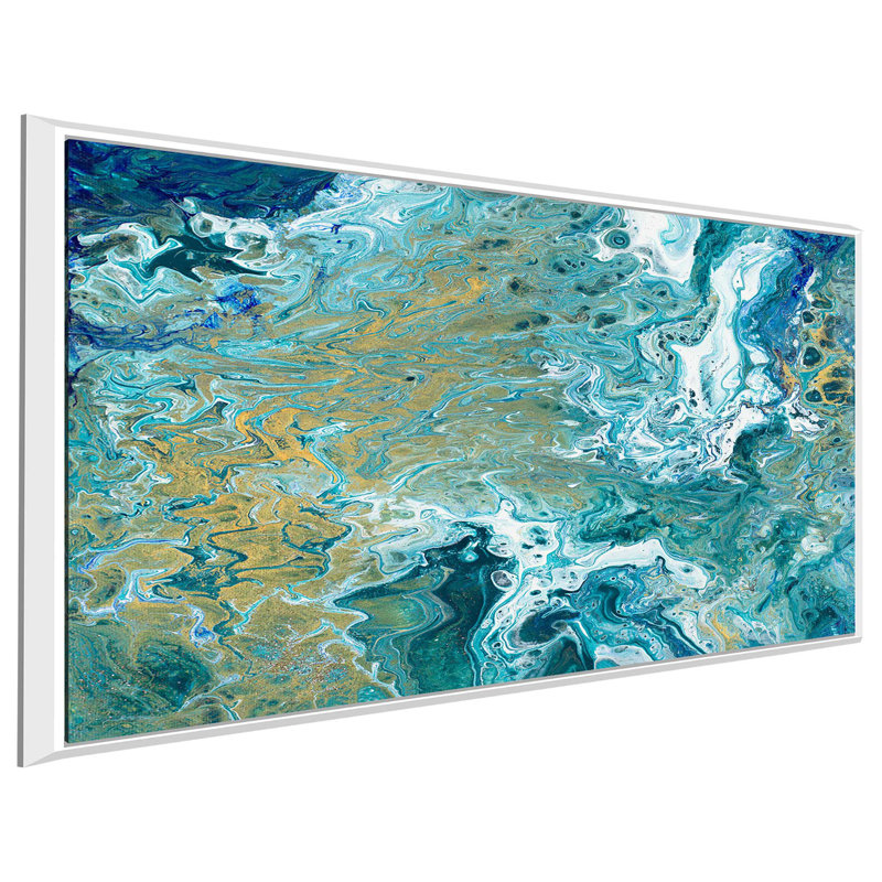 « earth essence i », reproduction de peinture à l’huile sur toile, H 39,5 po x l 63,5 po x P 2 po, Cadre flottant blanc