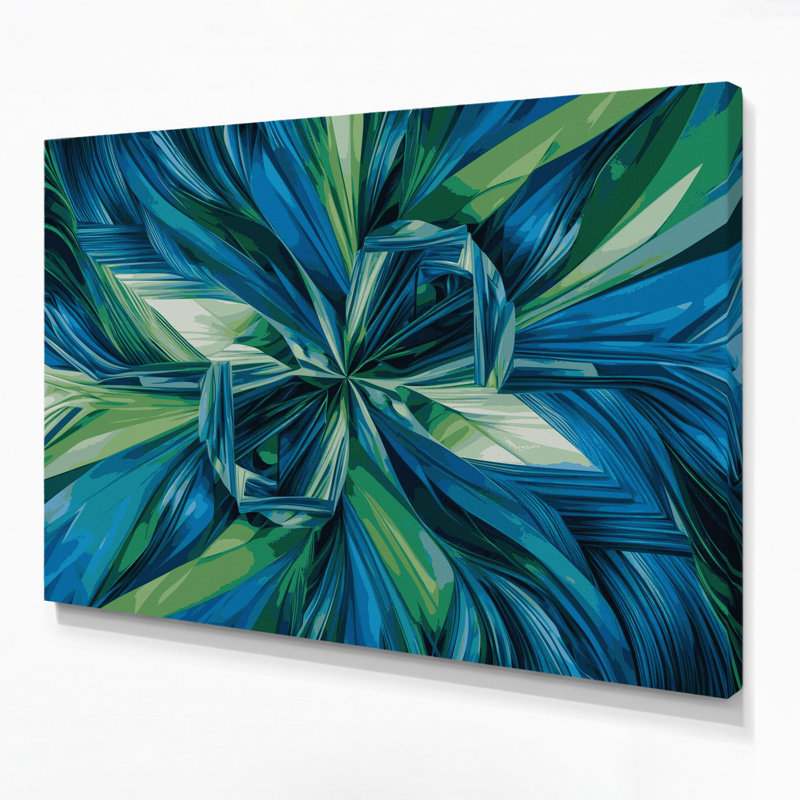 «Geometric Abstraction 67», art mural sur toile bleue, H 12 po x l 18 po