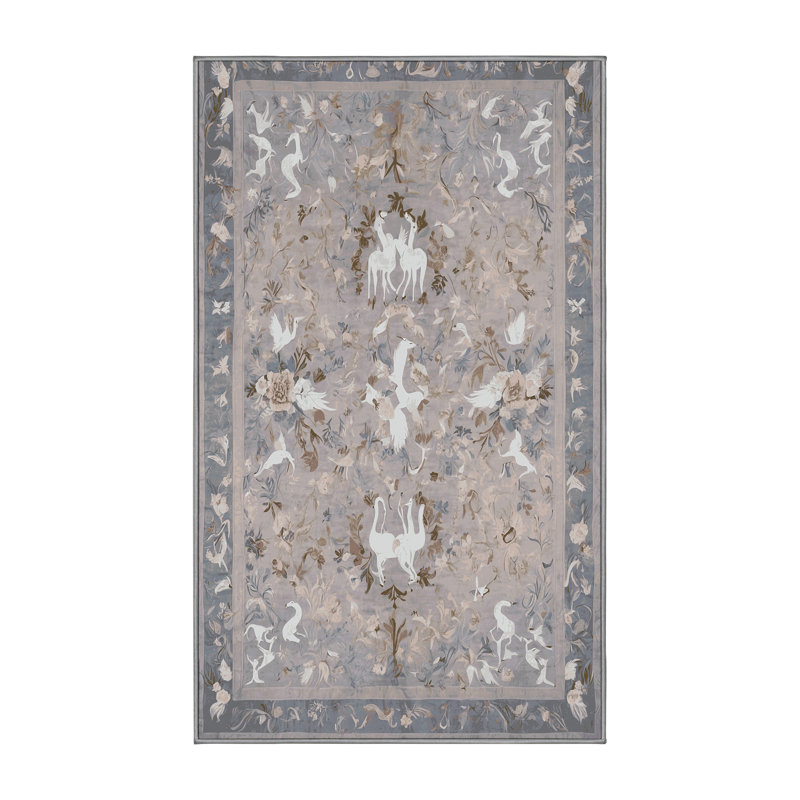 Machine Washable Gray Area Rug