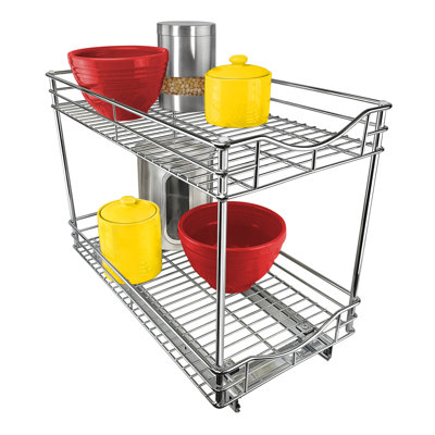 LYNK PROFESSIONAL Pull Out Cabinet Organizer (2 Tier) Slide Out Drawers for Kitchen, Chrome