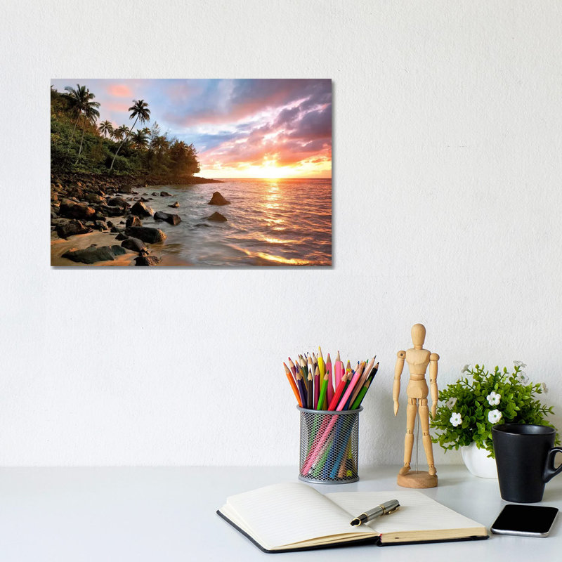 Kauai Sunset by Dennis Frates - Print on Canvas, Wrapped Canvas, 20.32cm H x 30.48cm W x 1.91cm D
