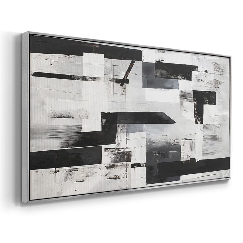 Abstract Series-XCVI- Framed Gallery Wrapped Canvas -Ready to Hang, 21" H x 41" W, White