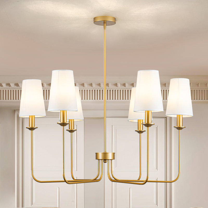 6-light Modern Chandeliers For Dining Room Light Fixture With Shades