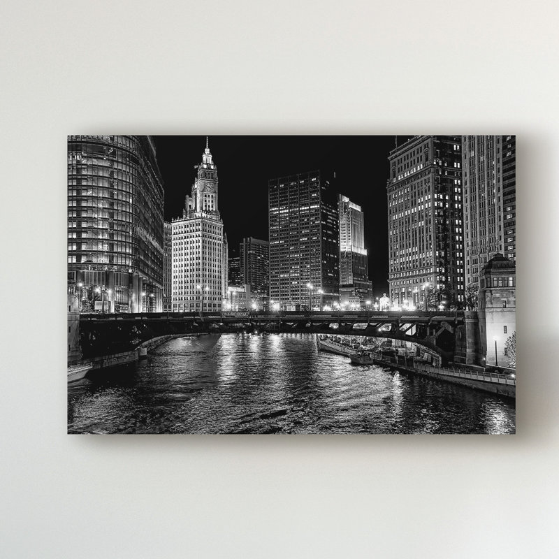 « chicago river », reproduction de photo sur toile tendue, H 12 po x l 19 po x P 2 po