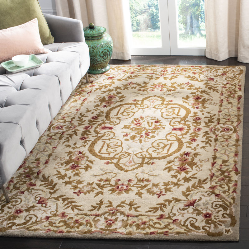 Tapis floral en laine touffeté à la main Tosca, Rectangle 6 pi x 9 pi