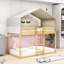 Lit superposé simple en bois en forme de maison avec tente-1956294826