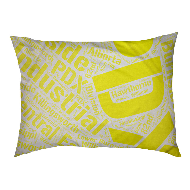 Coussin de chien « districts », Très grand (H 17 po x l 50 po x P 40 po), Jaune, Portland