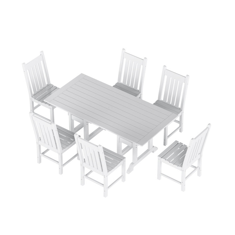 Ensemble de salle à manger rectangulaire pour 6 personnes 71 po Laguna, Blanc