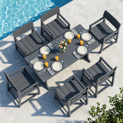 7 Piece HDPE Outdoor Dining Set 