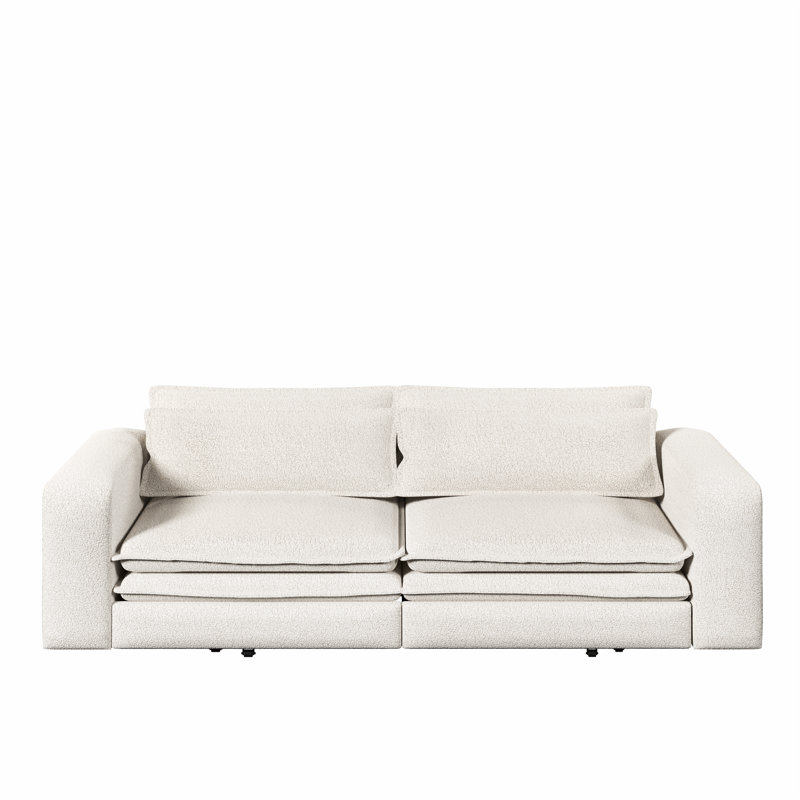 93" King Size Pull Out Sofa Bed, Beige+White