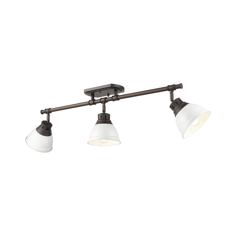 Bryannah 3-Light Semi-Flush - Track Light, Matte White, Rubbed Bronze