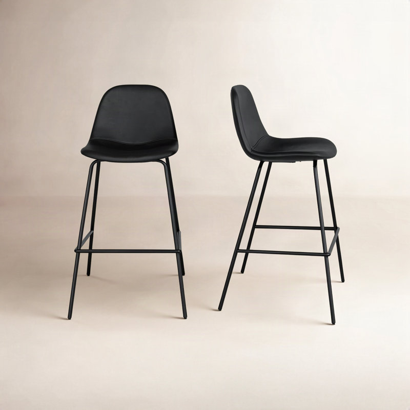 Kody Vegan Leather Bar & Counter Stool, Counter Stool (23.5" Seat Height), Midnight Black Vegan Leather