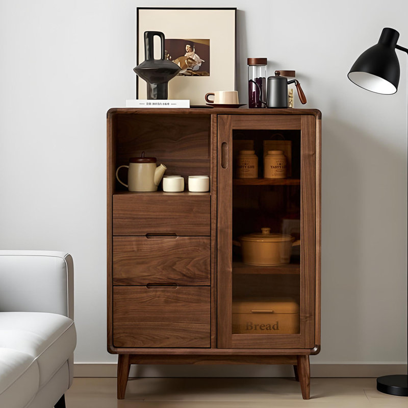 commode de rangement rétro en noyer, H 43,31 po x l 31,49 po x P 15,74 po
