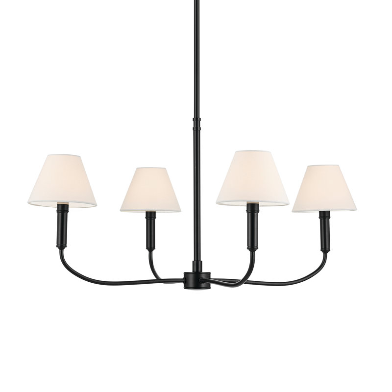 Lustre à bras traditionnel mis à jour, H 15 po x l 30,75 po x P 30,75 po, 4, Noir satiné