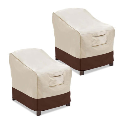 2 Pack Large Beige & Brown Heavy Duty Waterproof Lounge Deep Seat Patio Chair Cover for Outdoor Lawn Furniture
