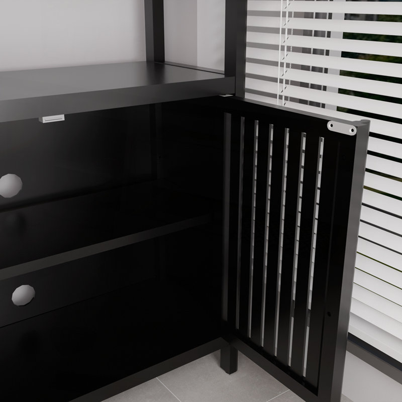 Meuble de rangement grande capacité en bambou, Noir