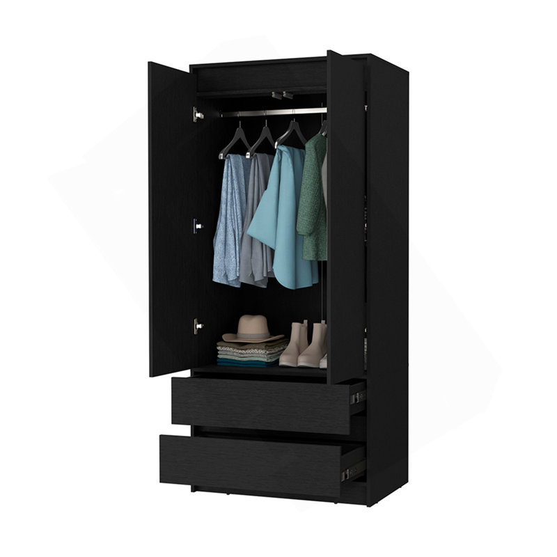 Avra 2 Drawers Armoire, 2-Door, Hanging Rod