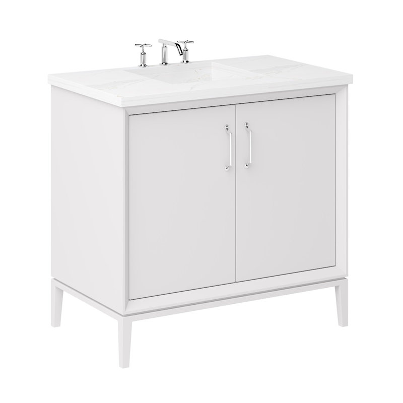 Alexandra Single Bath Vanity, Strong White, 48", Polished Chrome