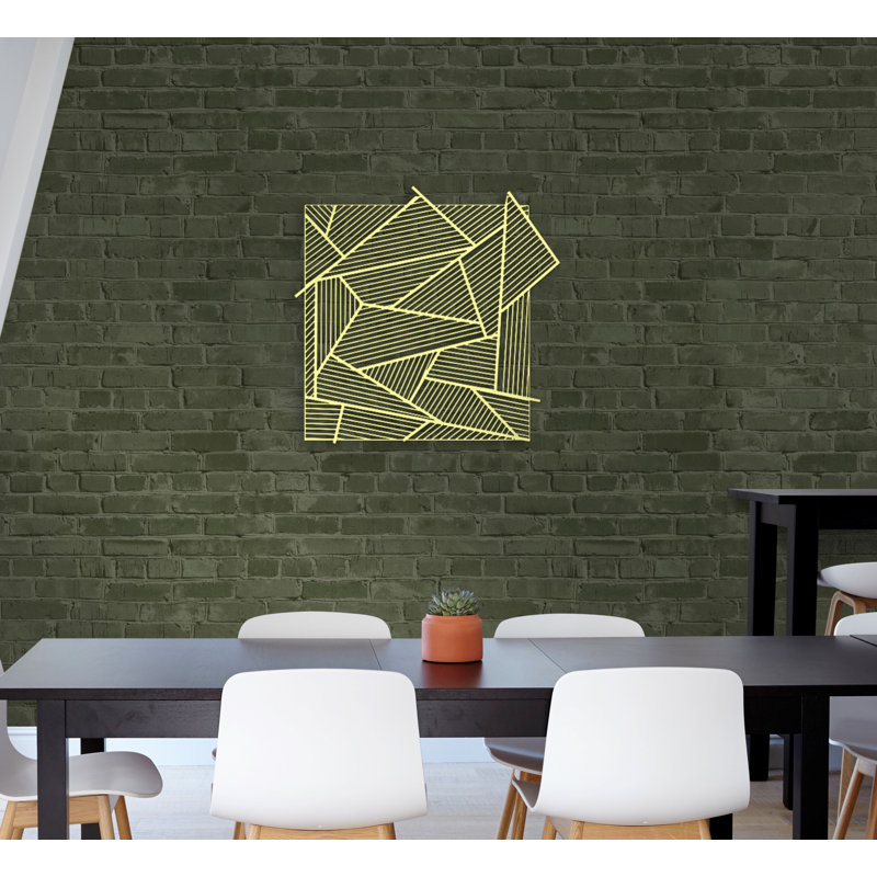 Abstract and Geometric Lines Metal Wall Art & Wall Hanging Decor, 16" H x 18" W, Matte Gold