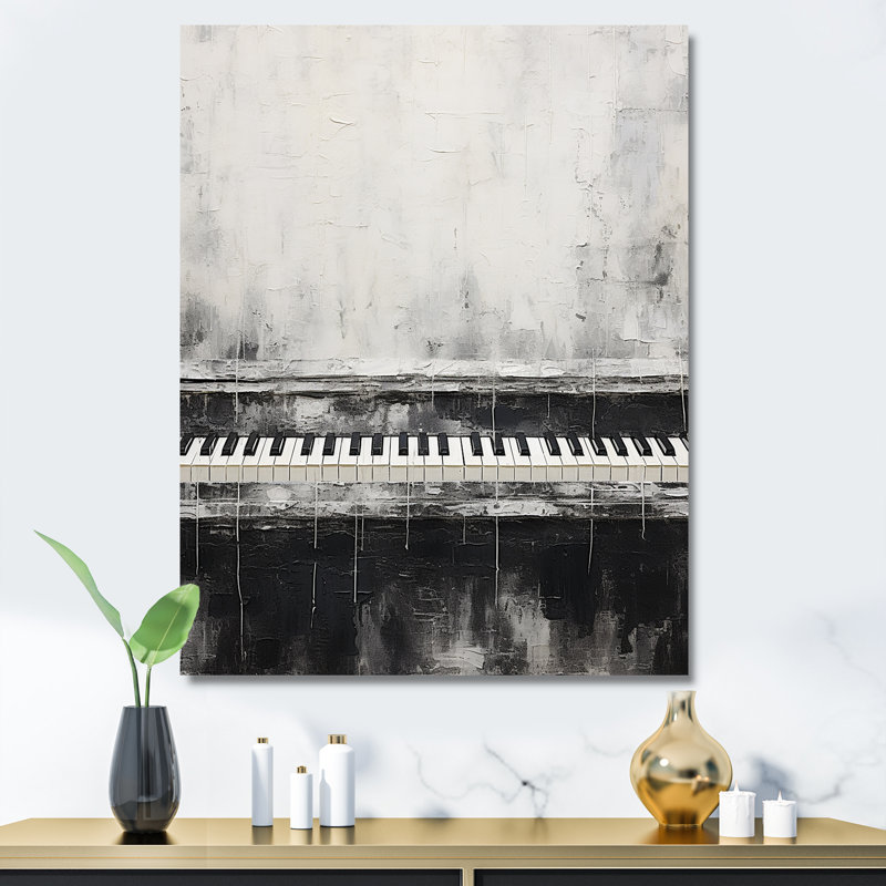«Black and White Piano Keys Midnight Black» sur toile imprimée, H 40 po x l 30 po x P 1,5 po, Toile tendue