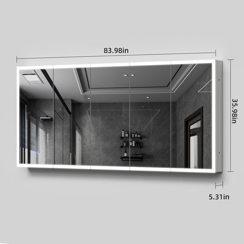 Pharmacie à DEL avec miroir, H 36 po x l 84 po x P 5,7 po