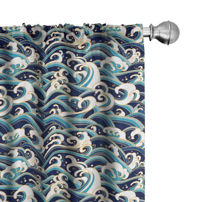 Nautical Semi-Sheer Rod Pocket Curtain Panels, 28" x 95"