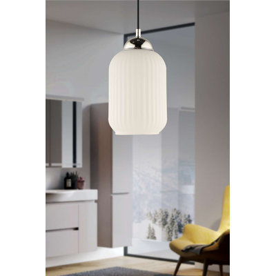 Modern Chandelier Light Fixture, White & Chrome, Adjustable Height 11.4 - 27.6 inches | Plastic Body, Ø4.0 x 7.9 inches Base Plate, E27 Socket (Max 40W) | Stylish Home Lighting, IP20 Rated, Bulb Not Included