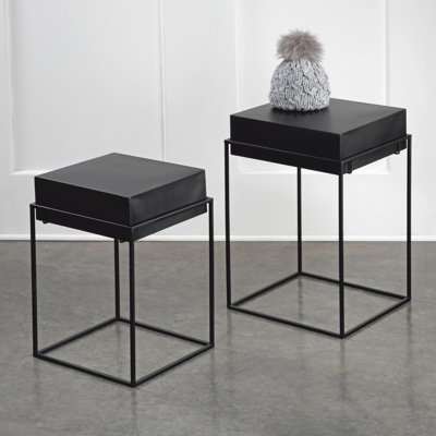 Iron Tray Top End Table Set