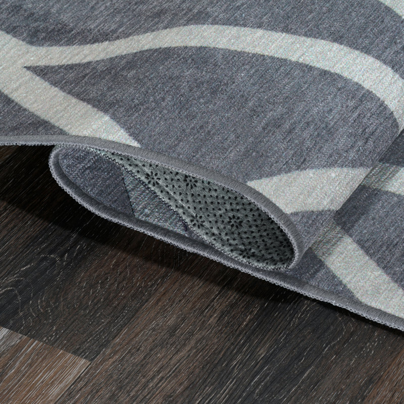 Intersections Slate Grey Washable Rug, Runner 2.5' x 7'